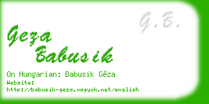 geza babusik business card